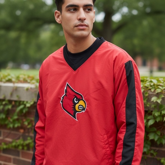Mens Louisville Cardinals Pullover Windbreaker, Sweatshirt  Size M - Picture 2 of 5